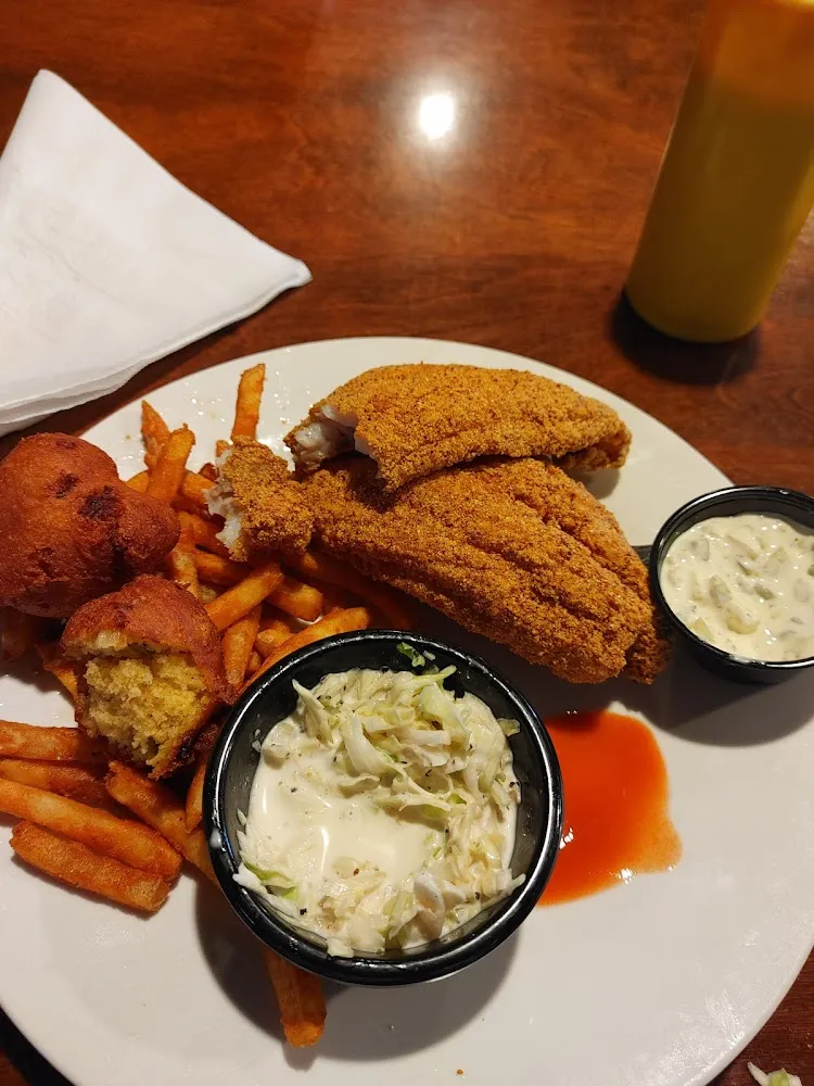 Catfish Dinner w 2 Sides and Hush Puppies