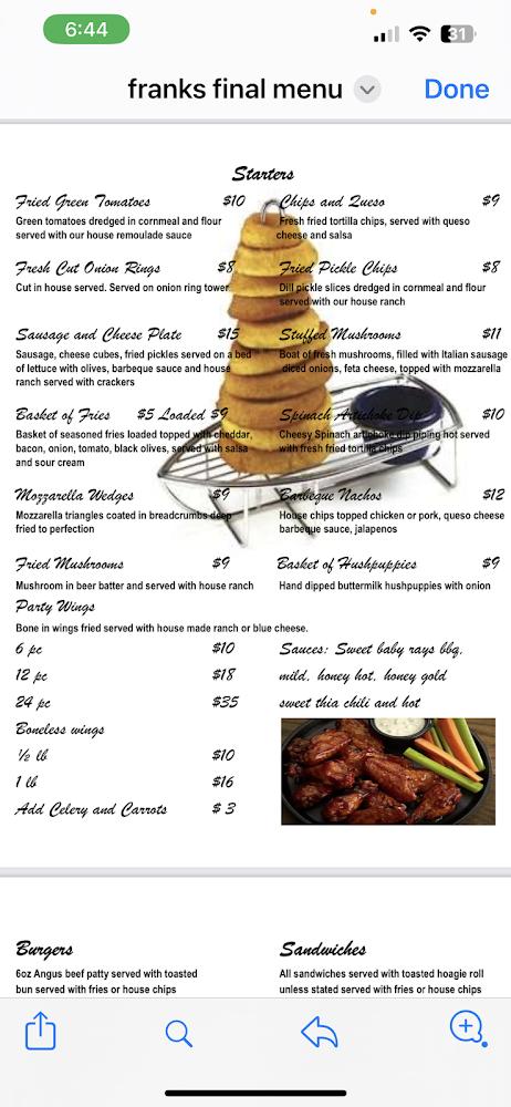 Frank's Pub and Grille Onion Rings Basket